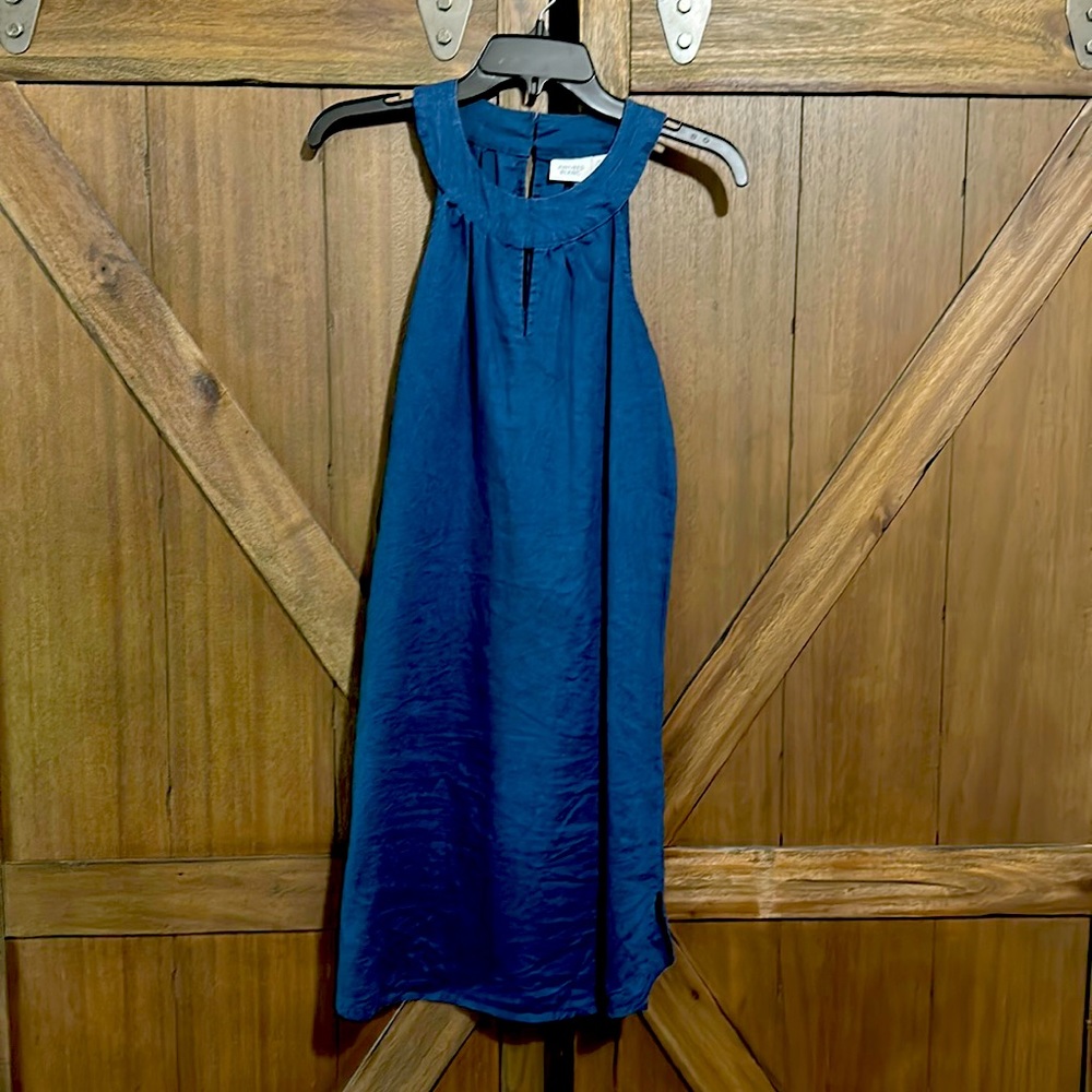 Linen navy dress